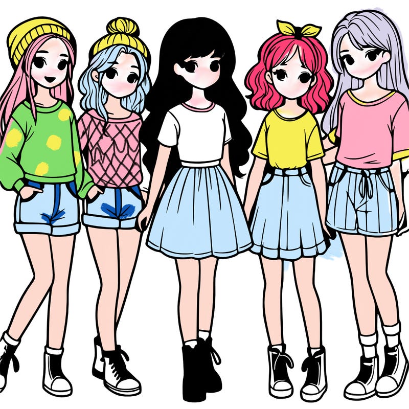 a group of five girls