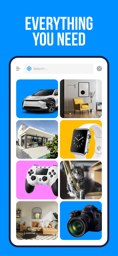 List.am - Armenian Marketplace - List.am app interface showing various shopping categories including cars, real estate, and electronics