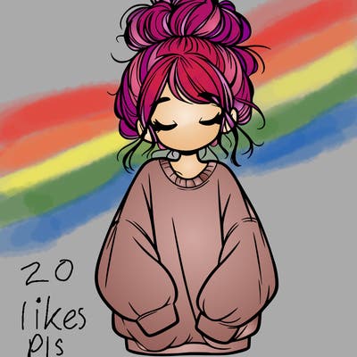 girl with baggy sweatshirt and messy bun