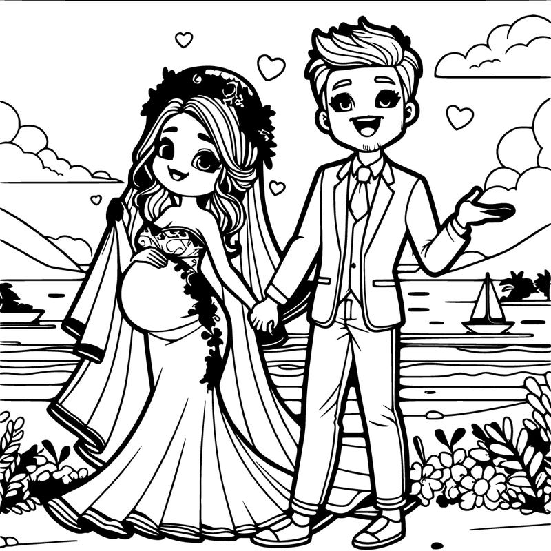 a pregnant girl who gets married to the most handsome man in the world on a beautiful beach