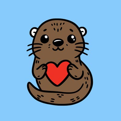otter with a heart