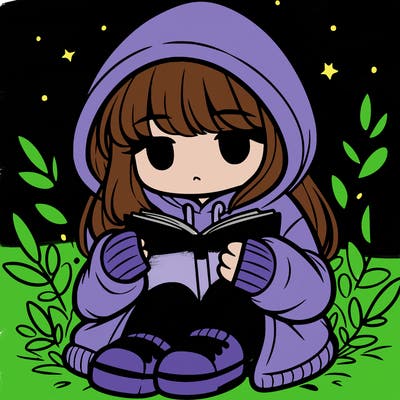 girl in oversized hoodie reading a book