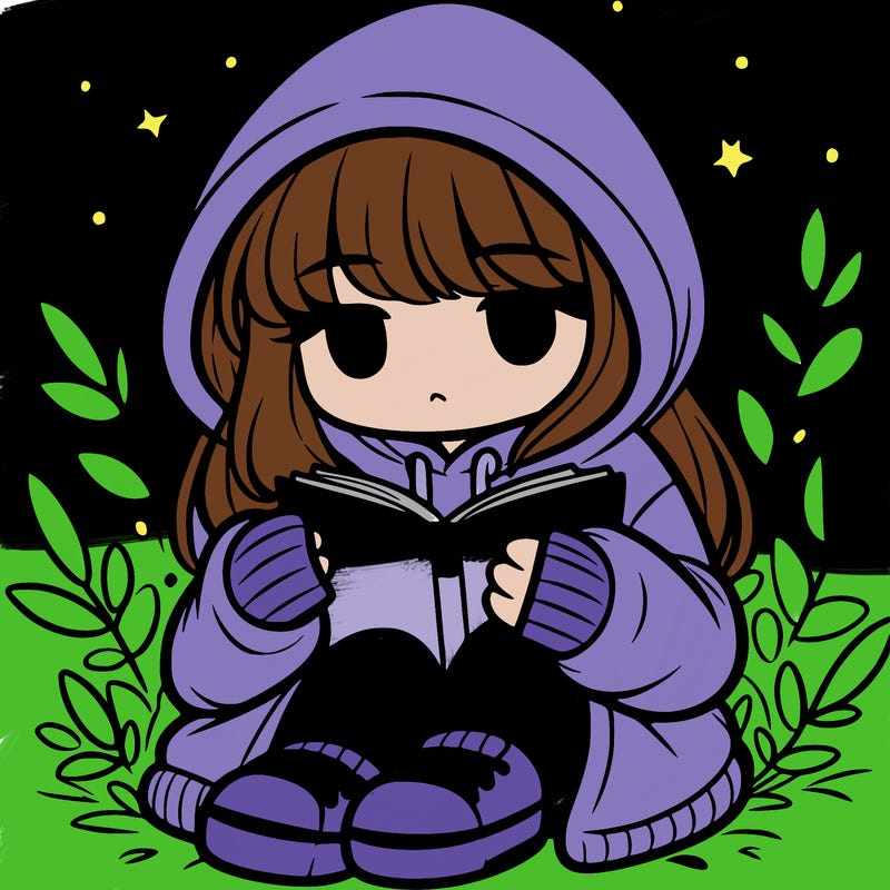 girl in oversized hoodie reading a book