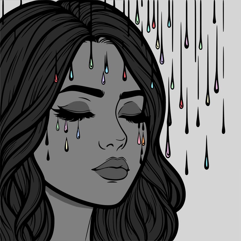 rain going over realistic woman’s face