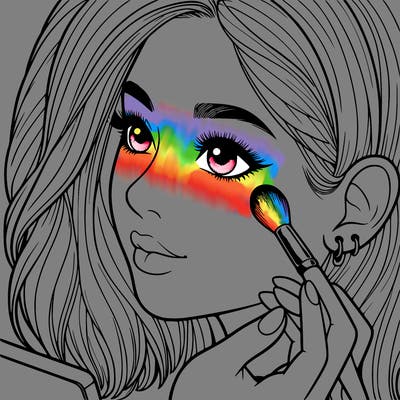 a realistic girl doing her makeup