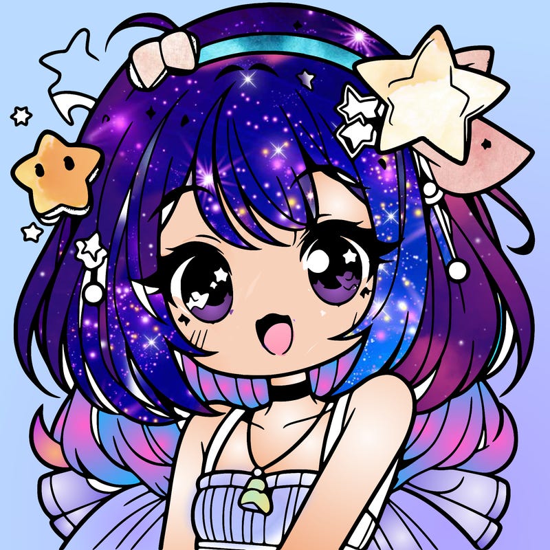 cute anime girl with star accessories