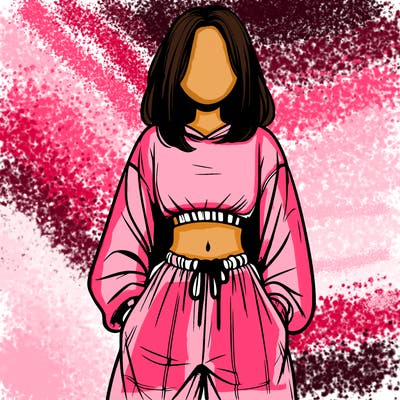 realistic girl faceless with baggy pants and a crop top