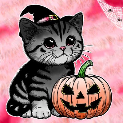 halloween realistic kitten