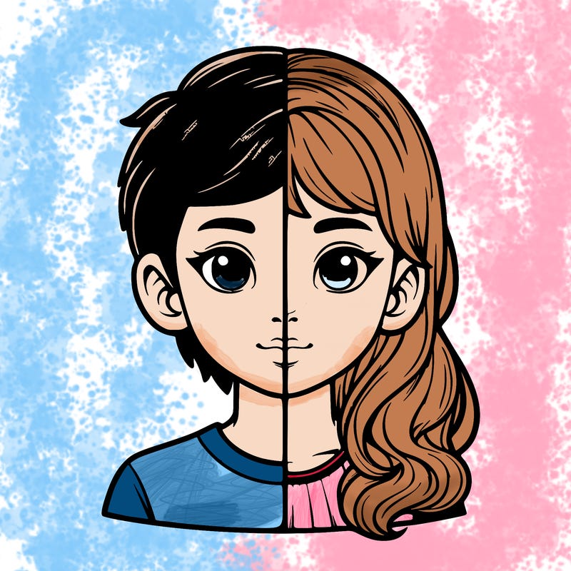 realistic half boy half girl split