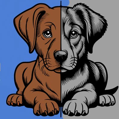 realistic dog split picture