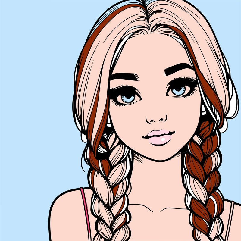 realistic girl with braids