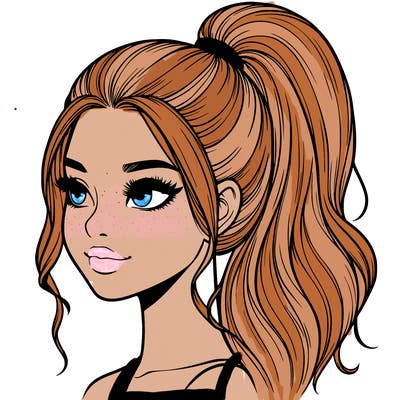 realistic girl with a high ponytail
