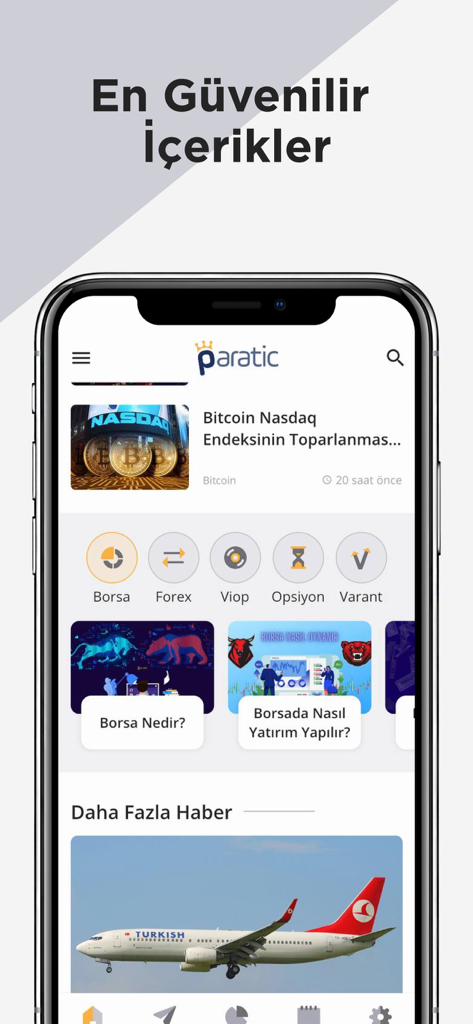 Paratic Haber: Ekonomi, Finans - トルコの金融ニュースと投資カテゴリを表示するParatic Haberアプリの画面。