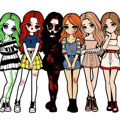 a group of girls realistic