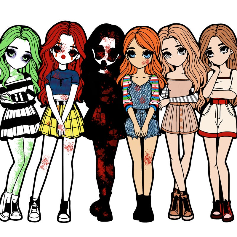 a group of girls realistic