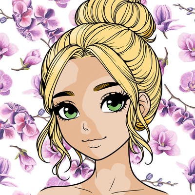 realistic pretty girl with hair in bun