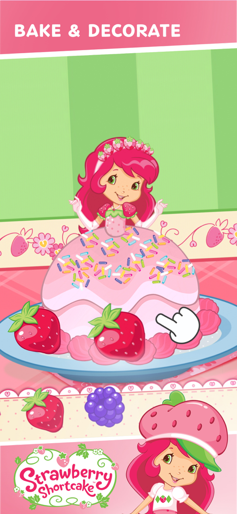 Strawberry Shortcake bake and decorate game interface