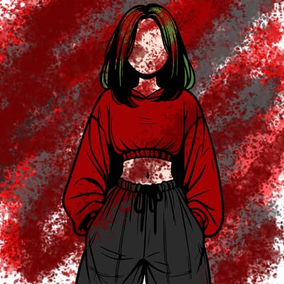 realistic girl faceless with baggy pants and a crop top