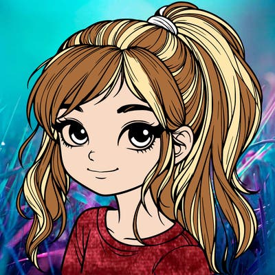 realistic girl with ponytail