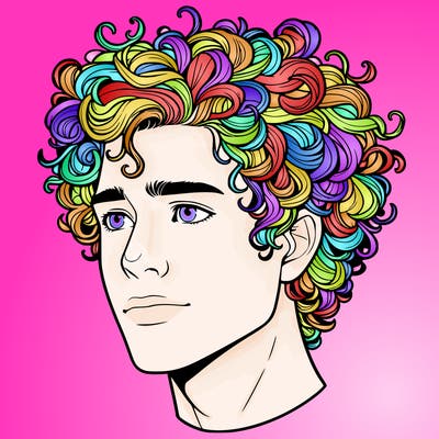 realistic guy with curly hair