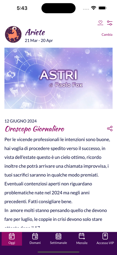 Astri di Paolo Fox - Oroscopo giornaliero per l'Ariete nell'app Astri di Paolo Fox