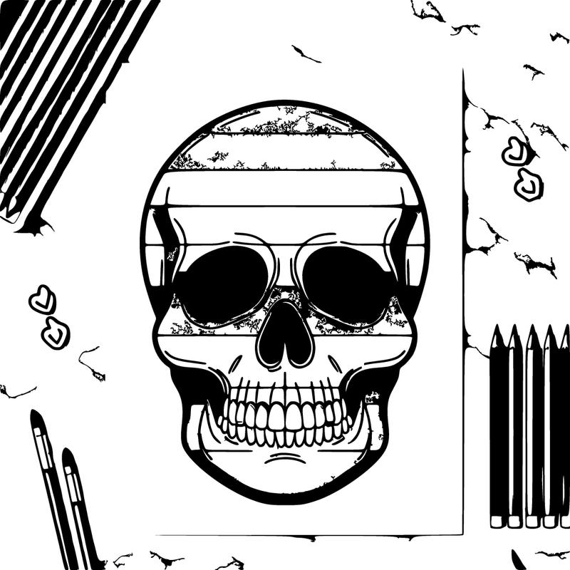 make an image of a rainbow realistic skull on a marble table