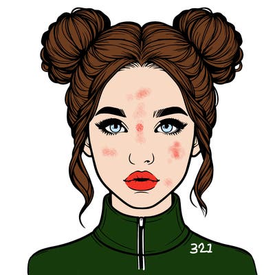 realistic woman that has space buns