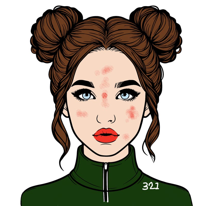 realistic woman that has space buns