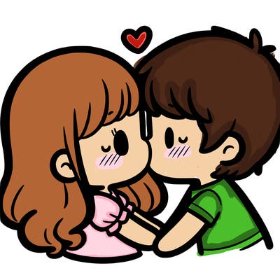 a girl and a boy kissing