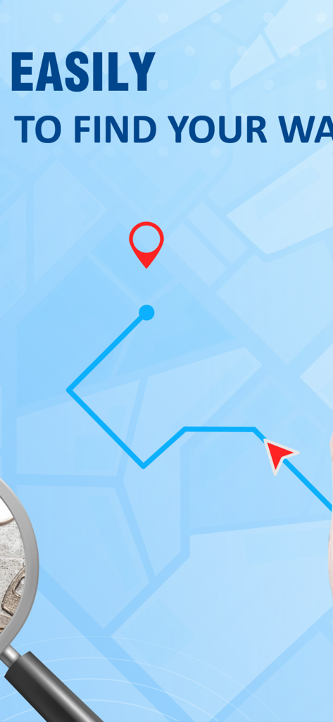 Integrated map interface in the flashlight app showing a navigation path to help find your way.