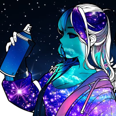 a realistic girl spray, painting