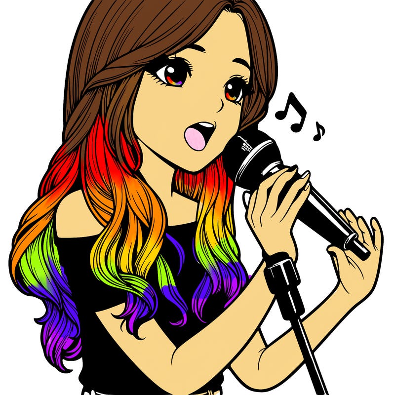 realistic girl using a mic to sing