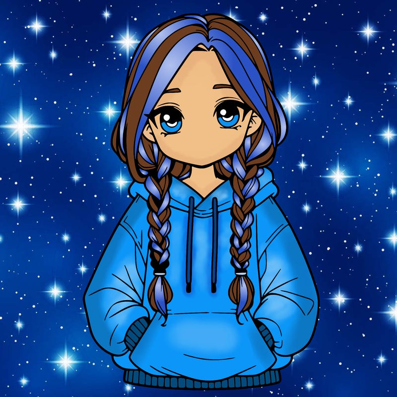 a realistic girl with a oversized hoodie and she has braids