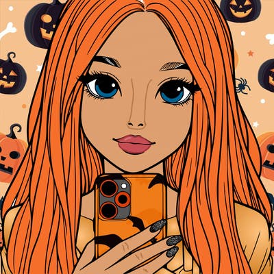 realistic girl with a phone