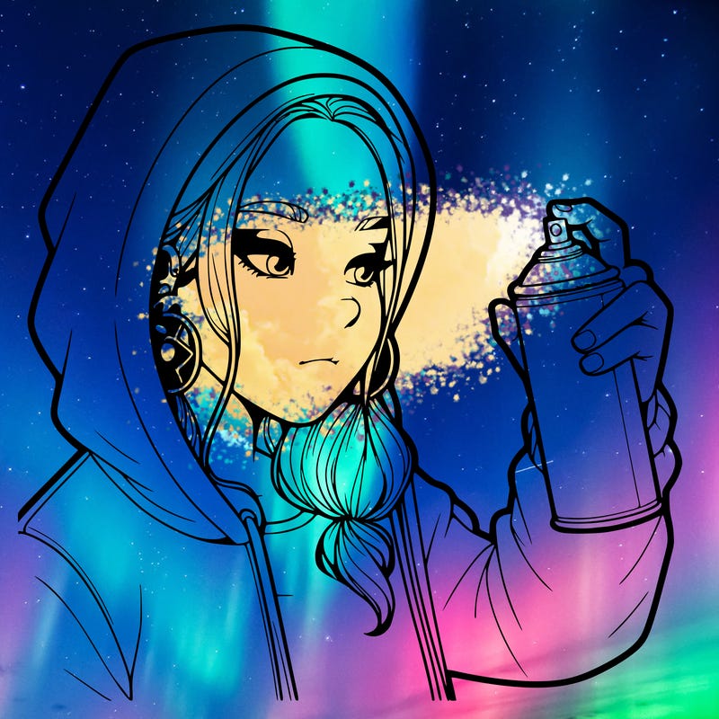 a realistic girl, spray painting