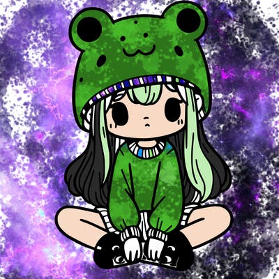 a girl wearing a frog hat and some frog socks