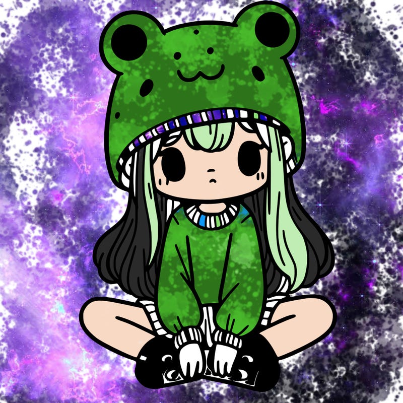 a girl wearing a frog hat and some frog socks