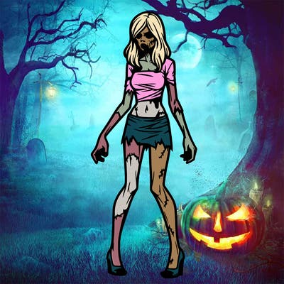 full body realistic woman zombie