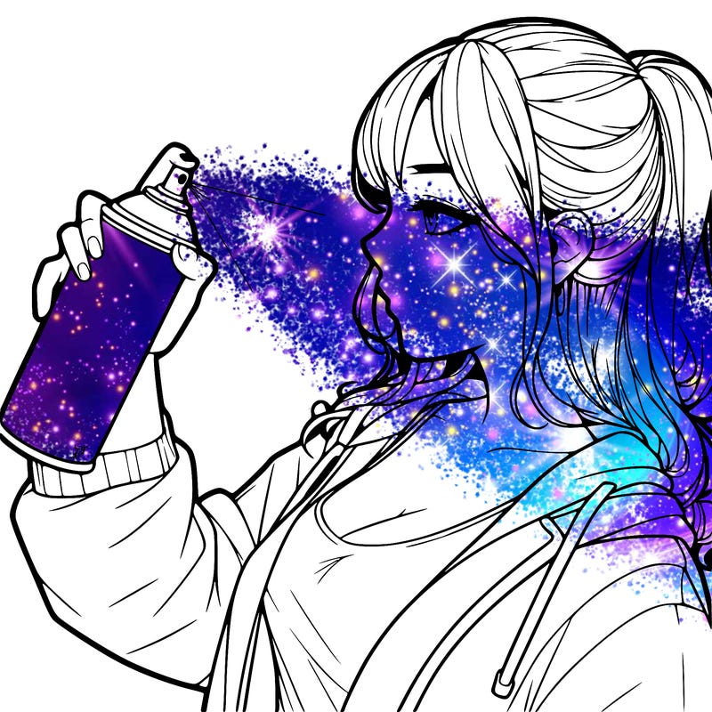 a realistic girl spray, painting