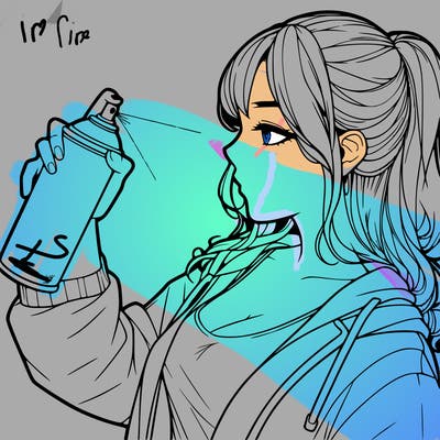 a realistic girl spray, painting