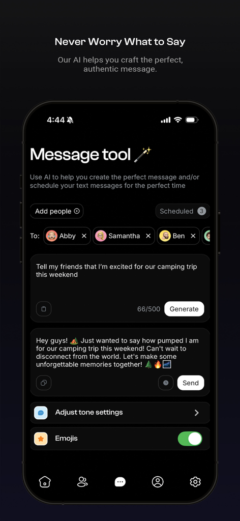 Socialite: Stay Connected - AI message tool in the Socialite app for crafting personal text messages