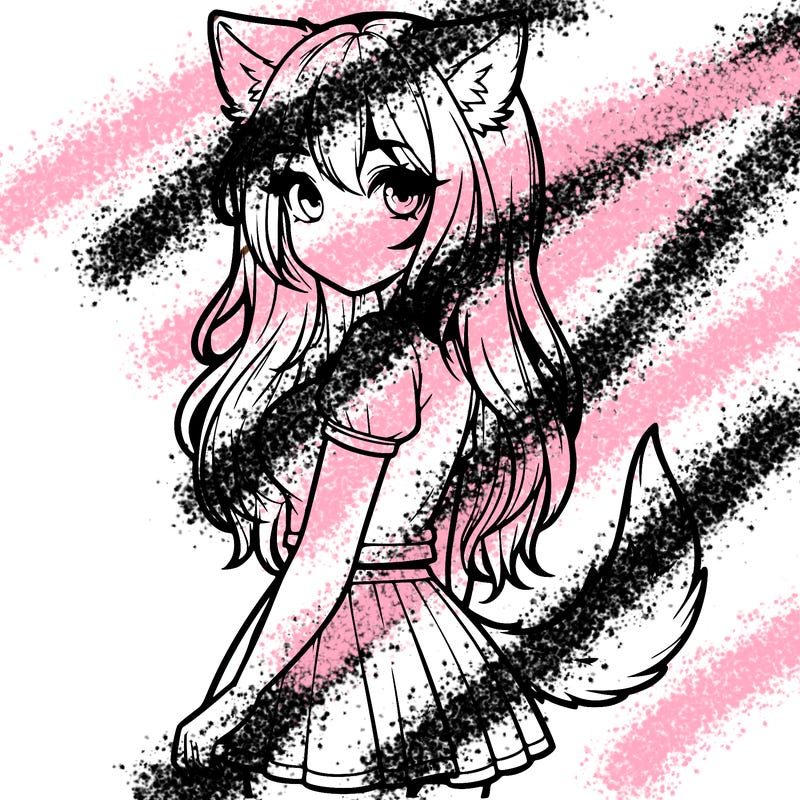 realistic girl with wolf ears and a tail