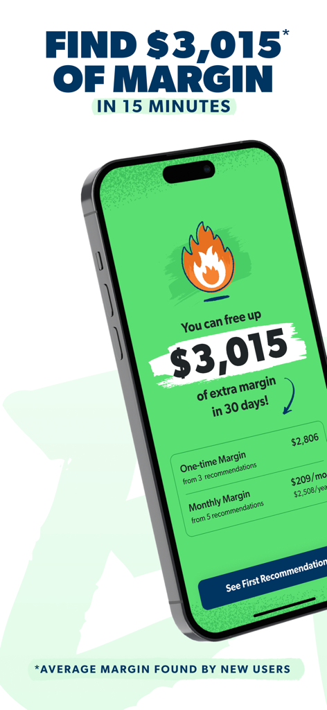 Captura de pantalla de la aplicación EveryDollar que muestra cómo encontrar margen financiero adicional a través de recomendaciones