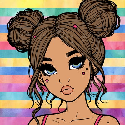 realistic girl with space buns