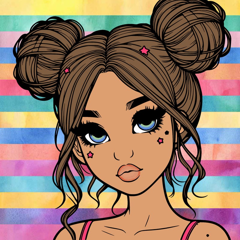 realistic girl with space buns