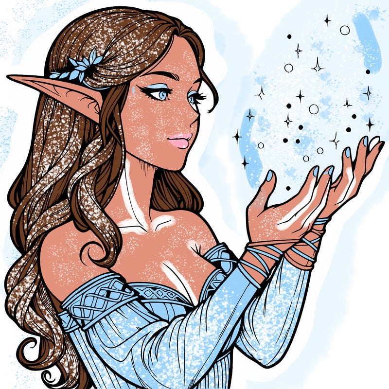 realistic elf girl doing magic