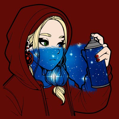 a realistic girl, spray painting