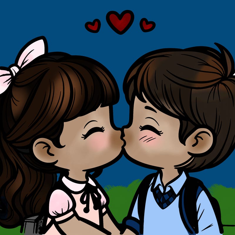 boy and girl kissing