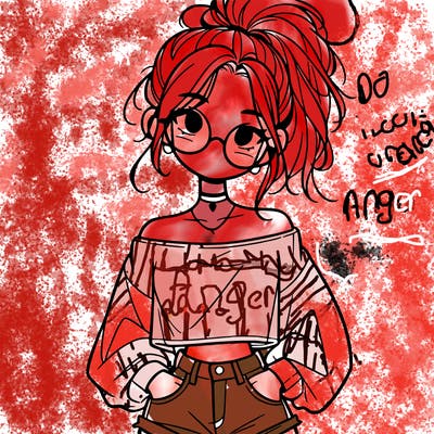 girl with a messy ponytail glasses a baggy crop top and jean shorts