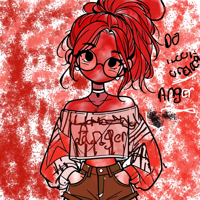 girl with a messy ponytail glasses a baggy crop top and jean shorts